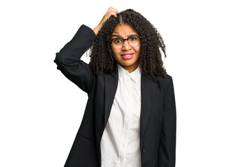 Wall Mural - Young african american business woman isolated being shocked, she has remembered important meeting.