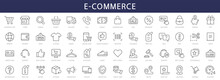 E-Commerce & Shopping Thin Line Icons Set. Shop, Online Shopping, E-Commerce Editable Stroke Icons Collection. Vector
