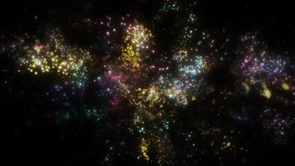 Wall Mural - Flight through thousands of colorful particles.