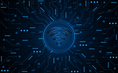 Aufkleber - Abstract wifi symbol. Concept of circuit board technology, internet signal or wireless connection. vector illustration
