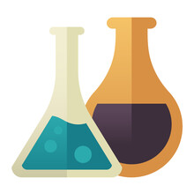 Laboratory Flasks Flat Design Style Icon