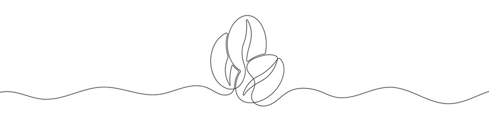 Wall Mural - Linear coffee grain background. One continuous line drawing of a coffee bean. Vector illustration. Coffee bean icon isolated