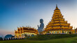 Panorama Landscape of Wat Huay Pla Kang, Chinese temple at sunset time in Chiang Rai Thailand, This is the most popular and famous temple in Chiang Rai.
