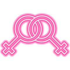 Sticker - Pink Lesbian Neon Sign. Illustration of Two Women Promotion.