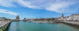 Fototapeta  - Wide panorama of the Old Port with medieval towers , La Rochelle, Southwestern France.