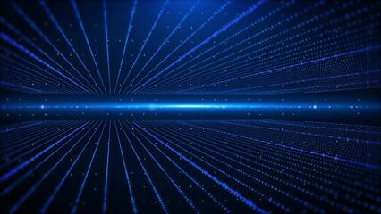 Fototapete - Technology digital blue cyberspace with digital data network connection. Hight speed circuit line analysis information. Abstract 4K footage background.