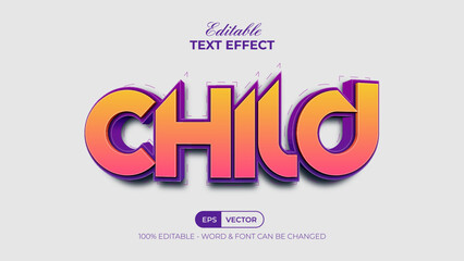 Poster - child text effect style. editable text effect.