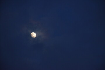 Wall Mural - half moon cover by spreading cloud in night