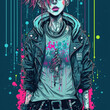 punk girl comic style anime manga graffiti