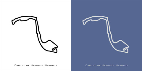 Circuit de Monaco - GP Monaco Monte Carlo for grand prix race tracks with white and blue background