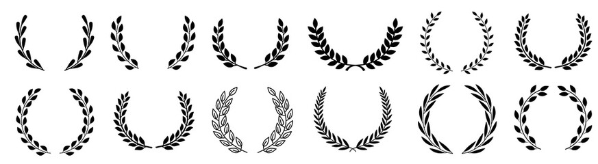 Wall Mural - circular laurel foliate vector icon