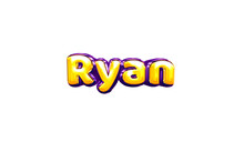 Ryan Girls Name Sticker Colorful Party Balloon Birthday Helium Air Shiny Yellow Purple Cutout