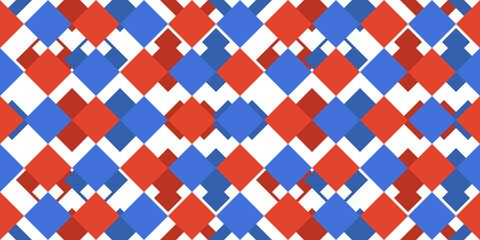 Poster - Red diamonds go along with blue ones. A vector of identical rhombuses in a row. Seamless pattern of rhombuses.