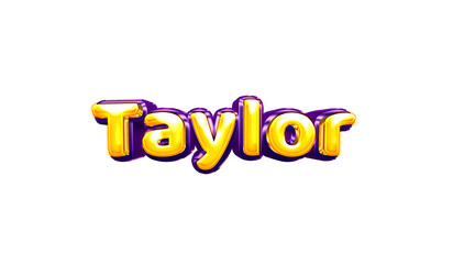 Taylor girls name sticker colorful party balloon birthday helium air shiny yellow purple cutout