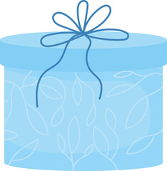 Poster - Gift in blue box semi flat color raster object. Full sized item on white. Birthday party and christmas present simple cartoon style illustration for web graphic design and animation