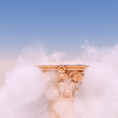 Poster - Premium product showcase, platform in sky and cloud, 3d rendering object placement creative scene