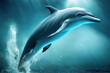 Aus Wasser springender Delfin, digital illustration