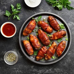 Wall Mural - Bacon wrapped grilled chicken wings