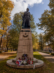 A view of the historical statue in the town of Spisska Nova Ves in Slovakia