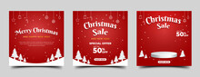 Set Of Christmas Sale Square Banner Template. Usable For Social Media Post, Card, And Web Ad.