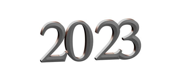 Poster - year 2023. 3D illustration numbers isolated white background