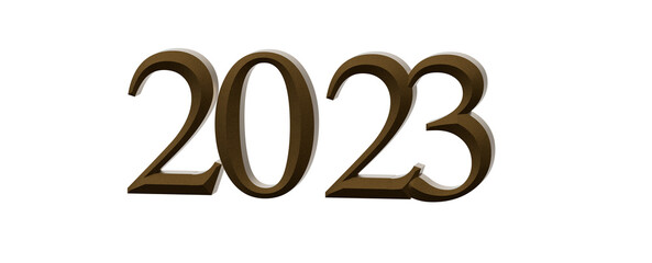 Poster - year 2023. 3D illustration numbers isolated white background