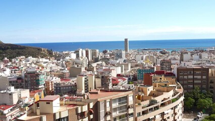 Wall Mural - Panoramic view of Mount Benacantil with Santa Barbara Castle and cityscape of Alicante, Spain