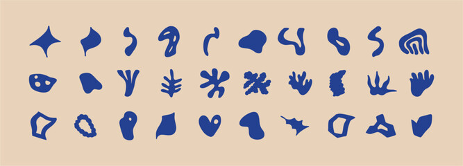 Wall Mural - Set of different abstract shapes. Hand drawn doodles. Modern fashion illustration. Flat design, cartoon drawing, vector.