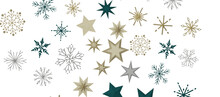 Golden Openwork Shiny Snowflakes, Star, 3D Rendering.