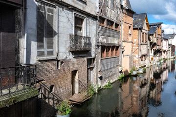 Wall Mural - Pont-Audemer, beautiful city in Normandy, typical half-timbered houses on the river
