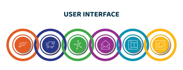 Poster - editable thin line icons with infographic template. infographic for user interface concept. included sort down, express, connectivity, envelope, layout, full screen icons.