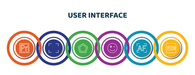 Poster - editable thin line icons with infographic template. infographic for user interface concept. included premier, corners, gradient, wink smile, auto focus, facetime icons.