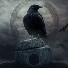 The Raven And The Stones. Pagan Symbolism.