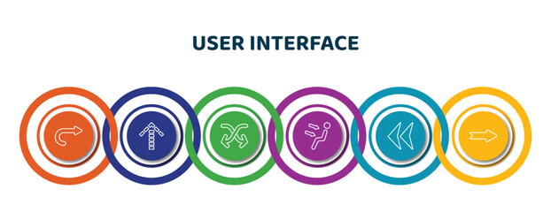 Poster - editable thin line icons with infographic template. infographic for user interface concept. included curved right arrow, up broken line arrow, move content, air outlet, arrowheads, right drawn arrow