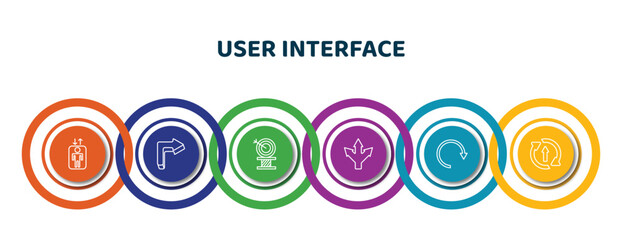 Poster - editable thin line icons with infographic template. infographic for user interface concept. included lift, 3d turn right arrow, archery champion, three arrows, rotating arrows, updating arrow icons.