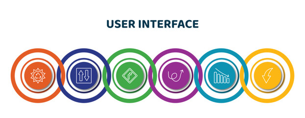 Poster - editable thin line icons with infographic template. infographic for user interface concept. included solar recycle, elevator arrows, right curve, swirly scribbled arrow, reduce, curved downward