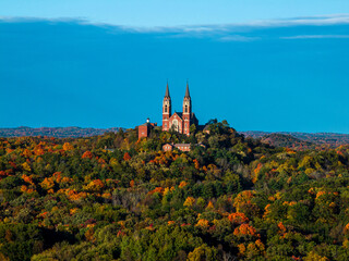 Wall Mural - Holy Hill Fall Foliage Drone Pano