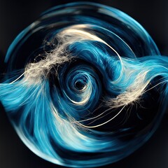 Poster - Blue beige swirls in the form of a funnel on a dark background 3d illustration