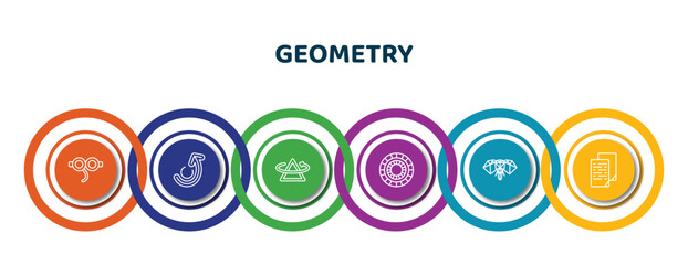 Poster - editable thin line icons with infographic template. infographic for geometry concept. included off, redo, rotate, color wheel, polygonal elephant, copy icons.