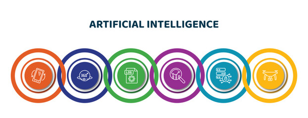 Poster - editable thin line icons with infographic template. infographic for artificial intelligence concept. included tilt, 360 degrees, log file, prediction, data security, drone icons.