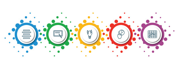 Poster - editable thin line icons with infographic template. infographic for user interface concept. included justify, blackboard with, brainstorming, slide right, boxed line stocks icons.