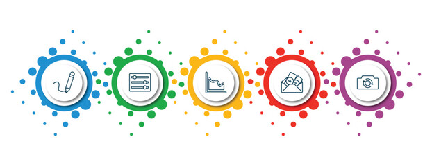 Poster - editable thin line icons with infographic template. infographic for user interface concept. included pen writing a line, tings interface, multiple variable lines, dollars in a mail, switch camera