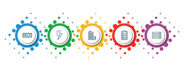 Poster - editable thin line icons with infographic template. infographic for user interface concept. included help web button, lightning flash, offices, form, list button icons.