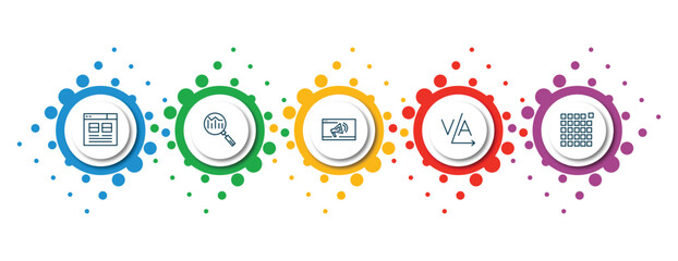 editable thin line icons with infographic template. infographic for technology concept. included user interface, search engine marketing, marketing automation, kerning, pixels per inch icons.