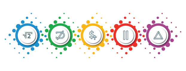 Poster - editable thin line icons with infographic template. infographic for signs concept. included square root, is not a sub, currency value, is parallel to, triangles icons.