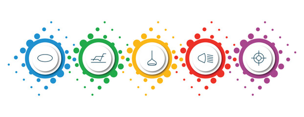 Poster - editable thin line icons with infographic template. infographic for shapes concept. included elliptic, multiple line, dome light, low beam, focus button icons.
