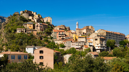 Corte, a beautiful city in the mountains on the island of Corsica, France