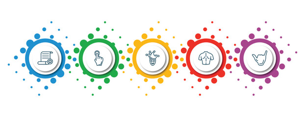 Poster - editable thin line icons with infographic template. infographic for gestures concept. included decree, drag down, joker face, body parts, surfing icons.