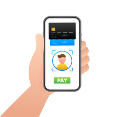 Poster - mobile payment concept with illustration of smartphone, credit card. vector illustration.