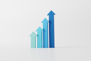 Poster - Up arrows of different colors. The concept of the growth of statistics and the development of the company, life. 3D rendering, 3D illustration.
